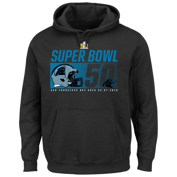Men Carolina Panthers Majestic Super Bowl 50 Bound On Our Way Pullover Hoodie Black